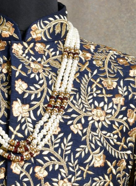Sherwani Jacquard Ethnic Wear Slim Fit Designer Embroidery La Scoot